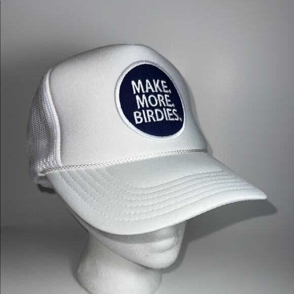 “Make more birdies” patch women’s white trucker snapback hat. NWT. One size. - Picture 1 of 8